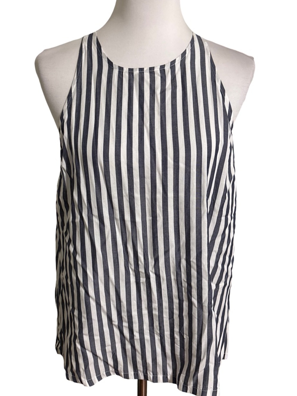 Old Navy Halter Tank Top Dark Blue White Stripe